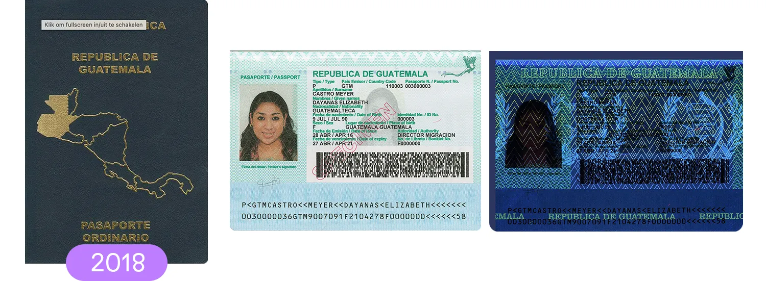 guatemala passport, version 2018